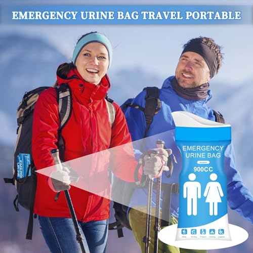 12 PCS Disposable Urine Bags,900ML Pee Bags for Travel for Women and Men, Portable Emergency Urine Bag with Leakproof Seal for Road Trips, Camping, Hiking, Traffic Jams,Pregnant, Patients