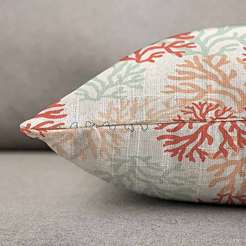 TKS MITLAN Tropical Coral Pillow Covers 12x20 Inch Faux Linen