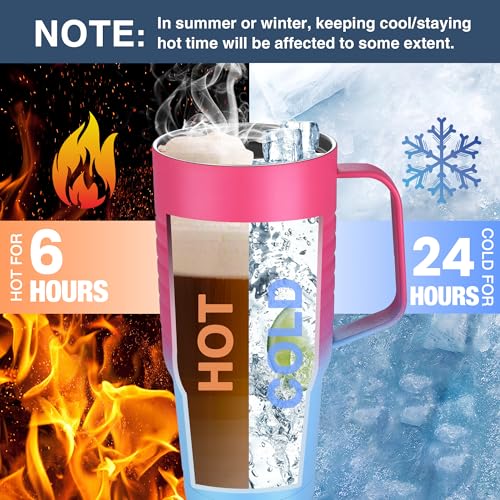 24 oz Travel Mug with Handle - Stainless Steel Vacuum Insulated Coffee Cup, Leakproof Lid, BPA-Free, Sorbet