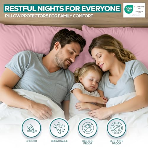 King Size Pillow Protectors (Set of 2) - Waterproof & Dust Mite Proof