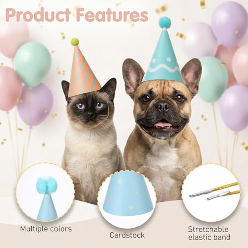 6 Mini Party Cone Hats for Small Pets & Stuffed Animals