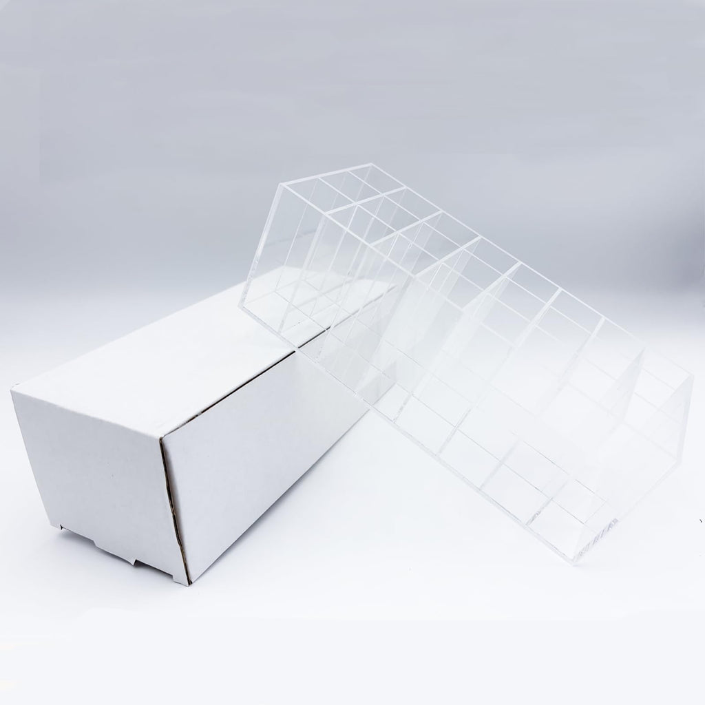 Dmopipp Lipstick Organizer 24 Slot Lipstick Holder Display Rack Small Clear Plastic Compact Lip Gloss Perfume Sample Mascara Holder