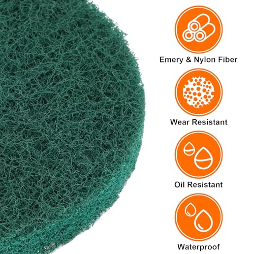 HARFINGTON 180 Grit Green Scouring Pads - 12pcs 3 Inch Drill Scrub Discs