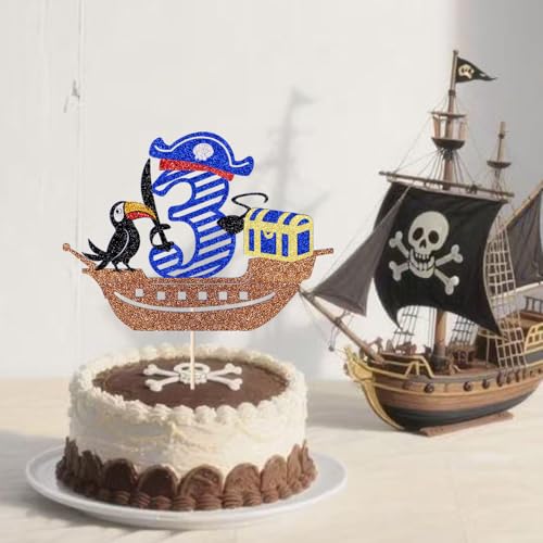 Pirate 3rd Birthday Cake Topper | Kids Party Decoration