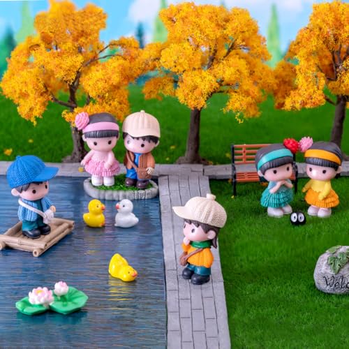 8-Piece Mini Resin Boy and Girl Figurines for Fairy Gardens & Decor