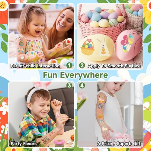 EMOME Easter Temporary Tattoos for Kids 50-Pack Party Favors Basket Stuffers