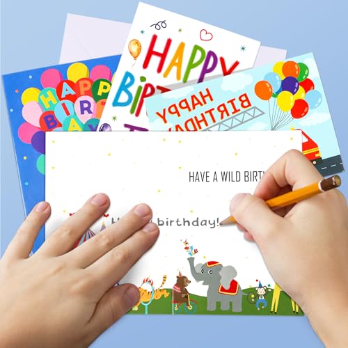 Hooqict Kids Birthday Cards, Assorted 10-Pack with Envelopes - Variety 2