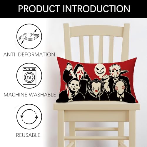 Halloween Horror Movie Characters Decorative Pillow Cover - 20" x 12"