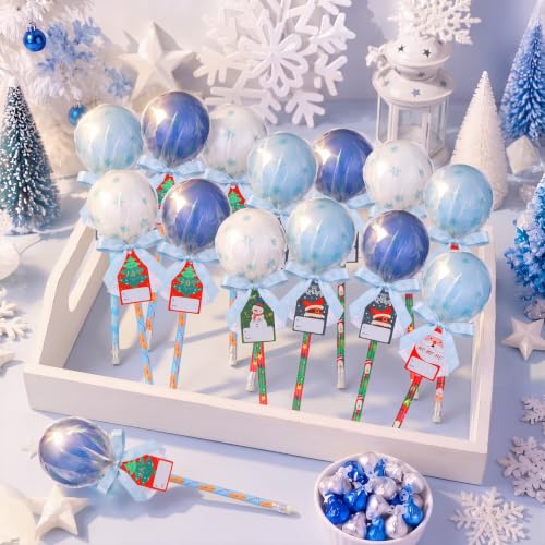 Simgoing Christmas Lollipop Gift Kit - Light Blue, Dark Blue & White Classroom Party Favor, 96 Pieces