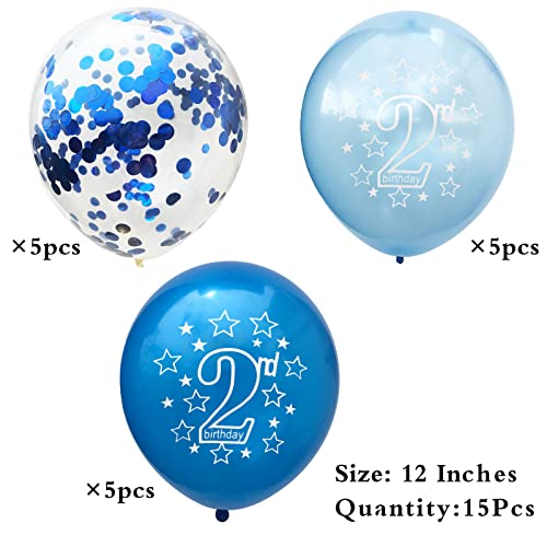 2nd Birthday Balloons Pack - 15 Latex Balloons with Confetti