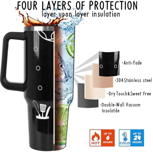 Chef Tumbler - 40 oz Travel Mug with Handle, Black Matte, Cooking-Themed Gift