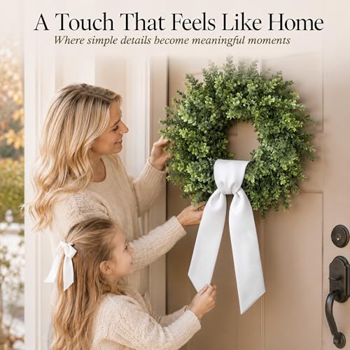 Elegant White Wreath Sash Set for Front Door Decor - 2 Pcs, 4.5 x 57 Inches