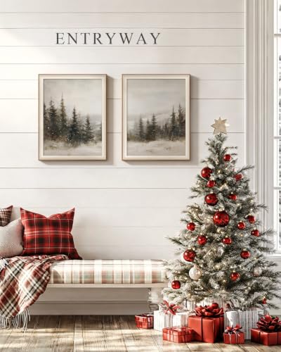 Silent Forest Framed Christmas Pine Forest Wall Art Set 16x20 inch