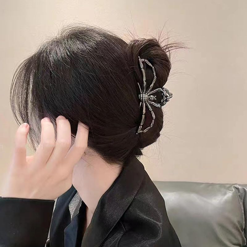 Black Spider Large Hair Clip for Thick Hair Gothic Halloween Accessory