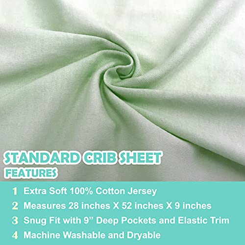 TL Care 100% Cotton Jersey Fitted Crib Sheet, 28" x 52", Celery