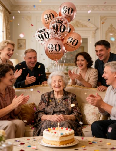 90th Birthday Balloons Decorations Set - Rose Gold 90 Latex Balloons (24 Pcs)