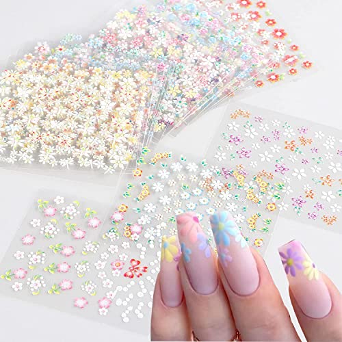 Vezocim 30 Sheets 3D Floral Nail Art Stickers Colorful Flower Decals