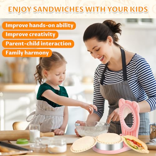 CHICHAUS 3.7-Inch Circle Sandwich Cutter and Sealer - Pink