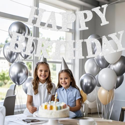 Personalized Glitter Happy Birthday Banner - DIY Garland with Ribbon