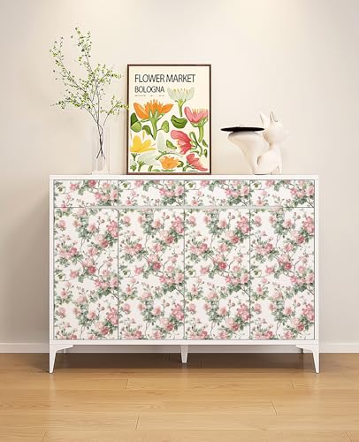 Pink Floral Contact Paper - Peel and Stick Wallpaper for DIY Decor