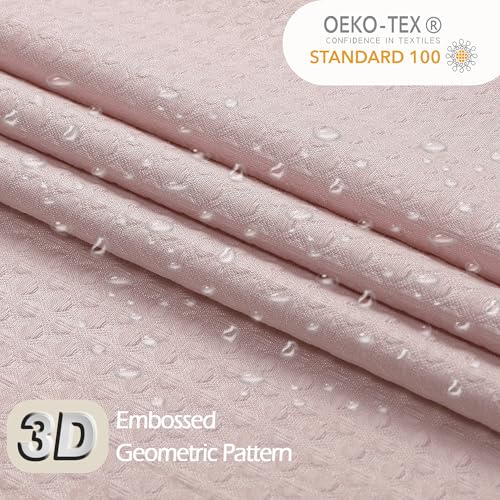 Ebesto Pink 72x72 Inch Waffle Embossed Shower Curtain - Water-Resistant, Machine Washable Bathroom Decor, Hotel-Style Fabric