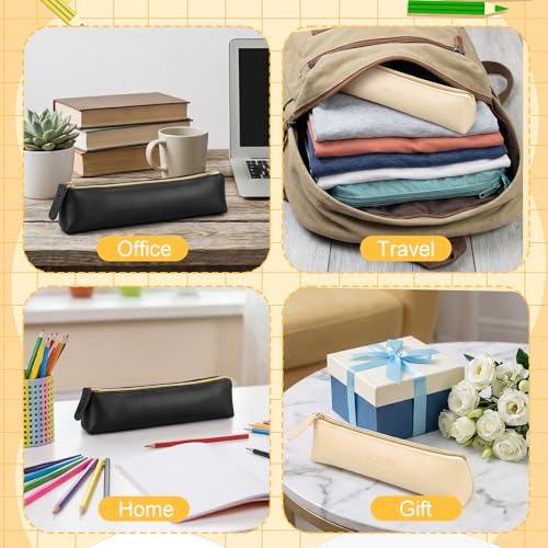 Small PU Leather Makeup Bag for Purse - 2 Pcs Slim Travel Cosmetic Pouch