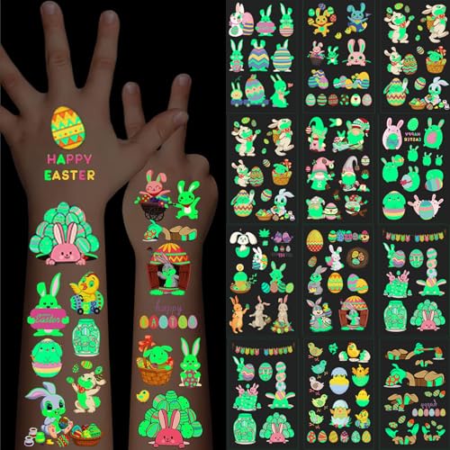 Felico Glow in the Dark Easter Temporary Tattoos, 80 Pcs Party Favors