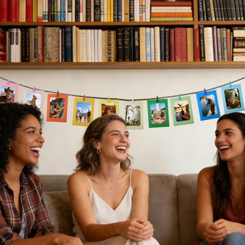 30 Colorful 4x6 Inch Paper Photo Frames with Clips & String