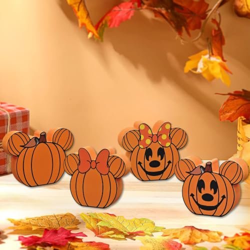 Fall Wooden Table Decorations - 4pcs Pumpkin Centerpieces