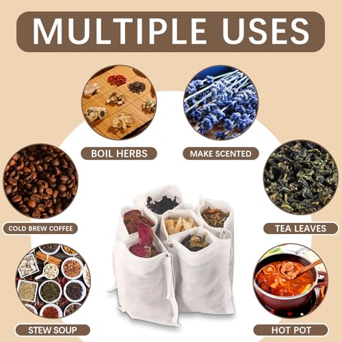 300 Pcs Empty Tea Bags with Drawstring, 2.76 x 1.97 Inch Disposable Filters