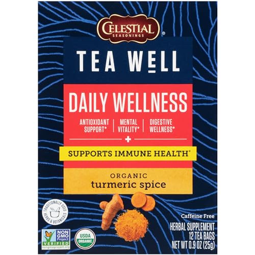 Organic Turmeric Spice Wellness Tea – Herbal Tea for Daily Support, 12 Bags