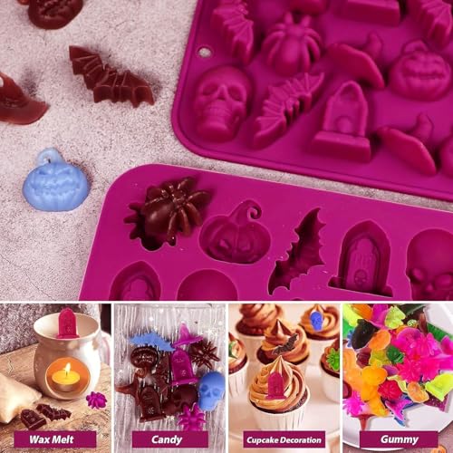 Hoxxu 2pcs Halloween Silicone Moulds 3D Candy & Chocolate Gummy Shapes