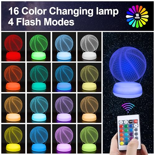 Sports Ball Night Light - 3D Acrylic Lamp with Remote & 16 Colors