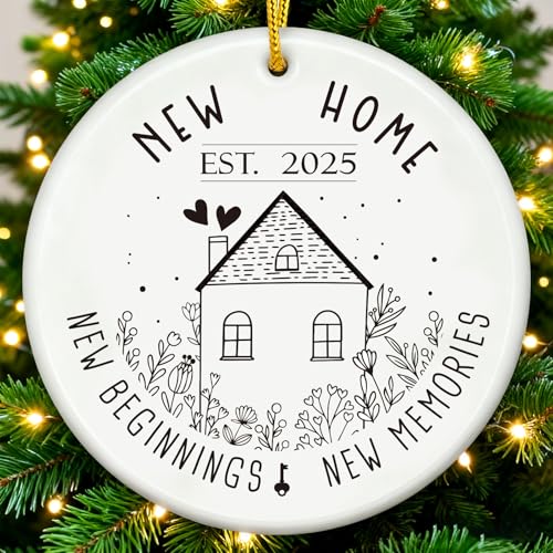 2025 New Home Christmas Ornament - 3" Ceramic Housewarming Gift