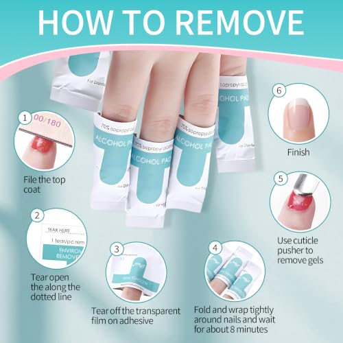 Nail Polish Remover Wipes Kit - 200 Pack Pre-Soaked Pads with Tools