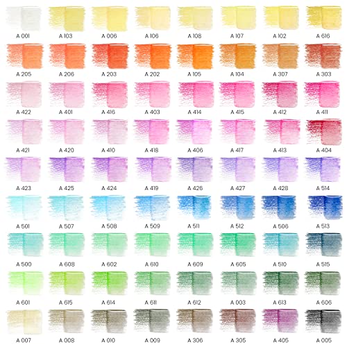 ARTEZA 72 Watercolor Pencils, Water Color Pencils in Assorted Shades, Triangular Shape Drawing Pencils