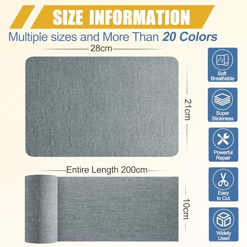 Fabric Repair Tape Self-Adhesive Linen Couch Patch Dark Grey 8.3" x 11"