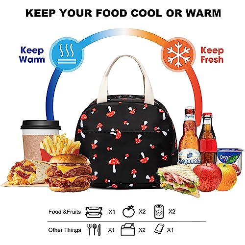 Mushroom Insulated Lunch Bag - Reusable Oxford Tote for Work & School