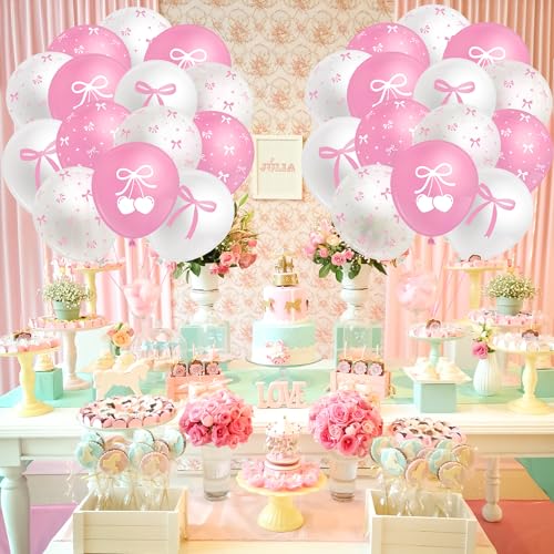 Pink Bow Coquette Balloons Set - 50PCS Latex Party Decor