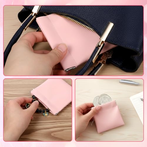 Larrel PU Leather Snap Small Pouches 4-Pack Pink Travel Purse Organizers