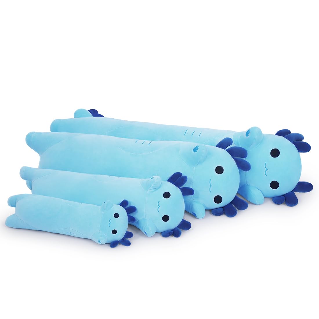 Sausudols Long Axolotl Plush, 27.6” Long Axolotl Body Pillow for Kids, Cute Axolotl Stuffed Animals for Girls, Soft Plushies Toy Gifts for Birthday Blue