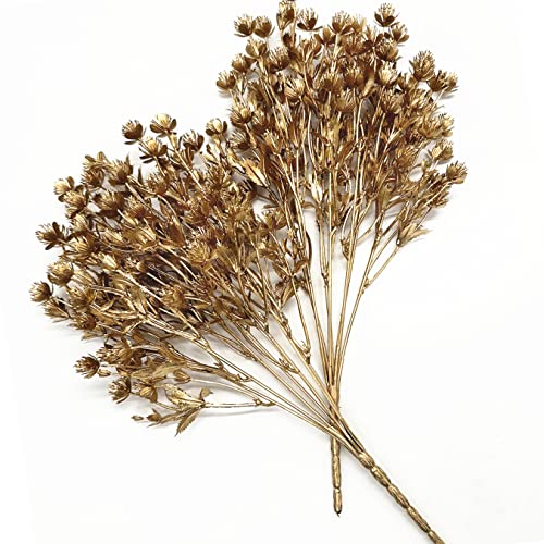 CATTREE Gold Baby's Breath Artificial Christmas Flowers 2 Pack for Wedding Bridal Decor