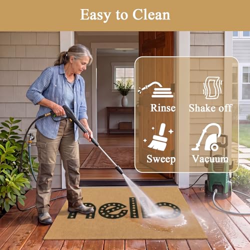 Hello 2x3ft Artificial Coir Door Mat - Durable Non-Slip Welcome Mat