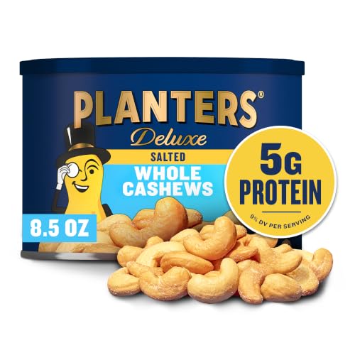 Planters Deluxe Salted Whole Cashews - Plant Based Protein Snack, 8.5 Oz