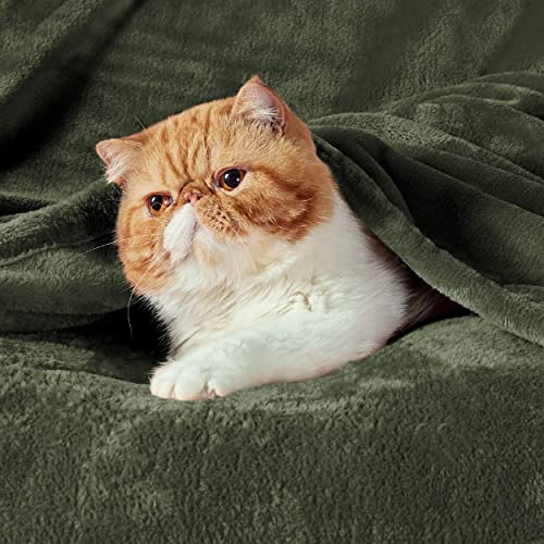 Bedsure Olive Green GentleSoft Fleece Throw Blanket 50x60"
