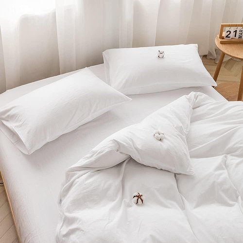 FACE TWO FACE Duvet Cover Set - 3 Pieces 100% Washed Cotton | Breathable, Soft & Durable (Queen, White)