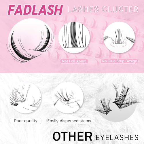 FADLASH Wispy Cluster Lashes - 3D DIY Reusable Eyelash Extensions Mix 10-16mm