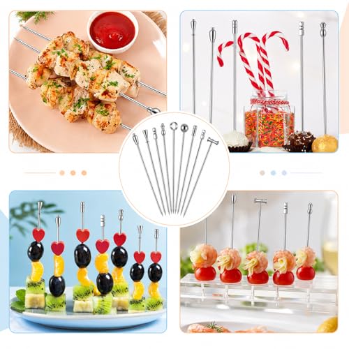 9-Piece Stainless Steel Cocktail Picks Set - Reusable Garnish Skewers