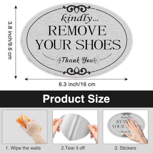 Remove Your Shoes Sign - 2 Pack Self-Adhesive Aluminum Plaque