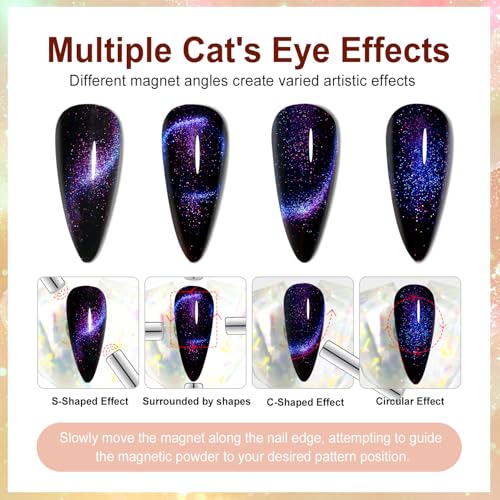 Major Dijit Cat Eye Gel Nail Polish Set with Magnetic Stick and Brush